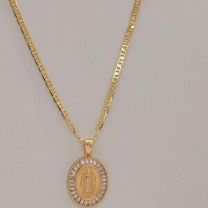 Last one Brand New Brazilian 18k Gold Filled Virgen De Guadalupe Necklace